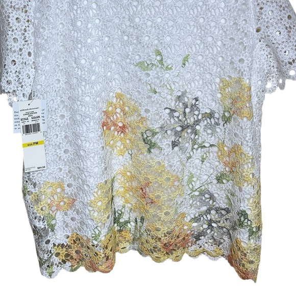 Alfred Dunner Charleston Short Sleeve Floral Lace Necklace Top Sze PM NWT - Picture 9 of 14